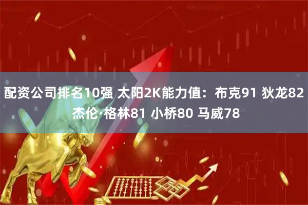 配资公司排名10强 太阳2K能力值：布克91 狄龙82 杰伦·格林81 小桥80 马威78